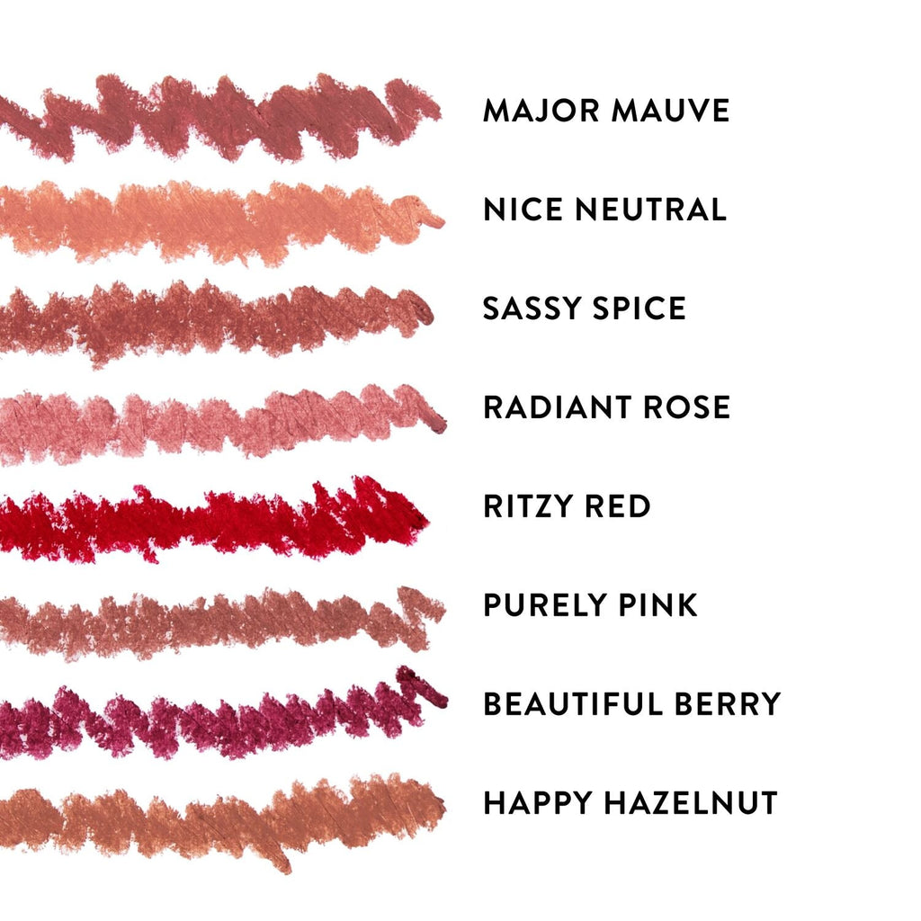 Modern Classic Waterproof Lip Liner shade names with textures