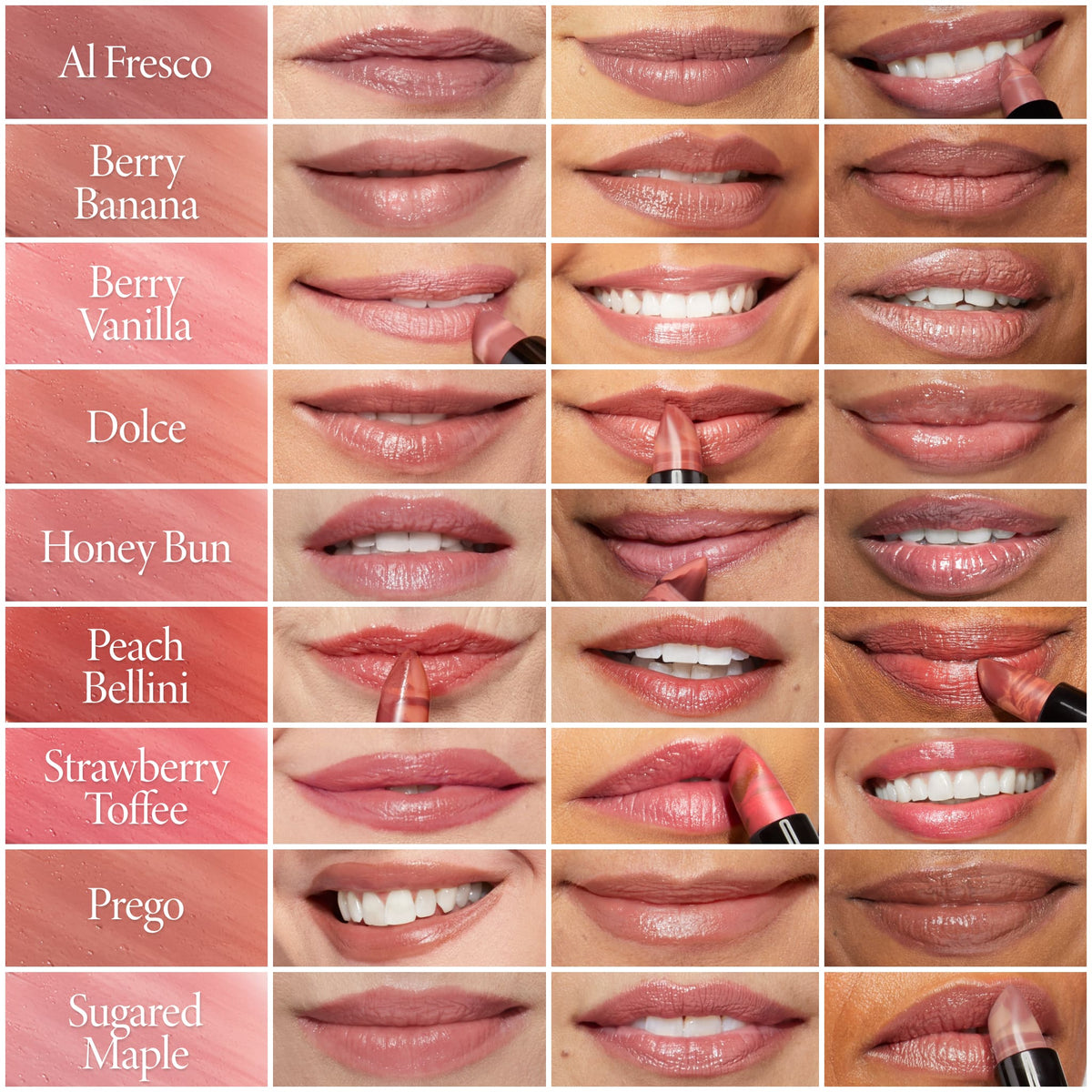 Italian Marble Lipstick on model shade chart