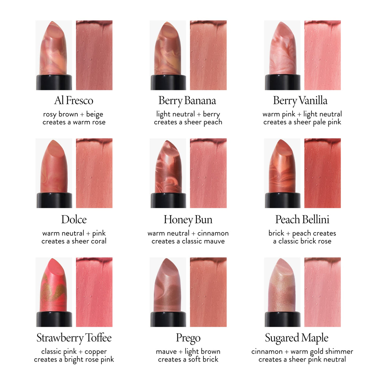Italian Marble Lipstick shade descriptions 